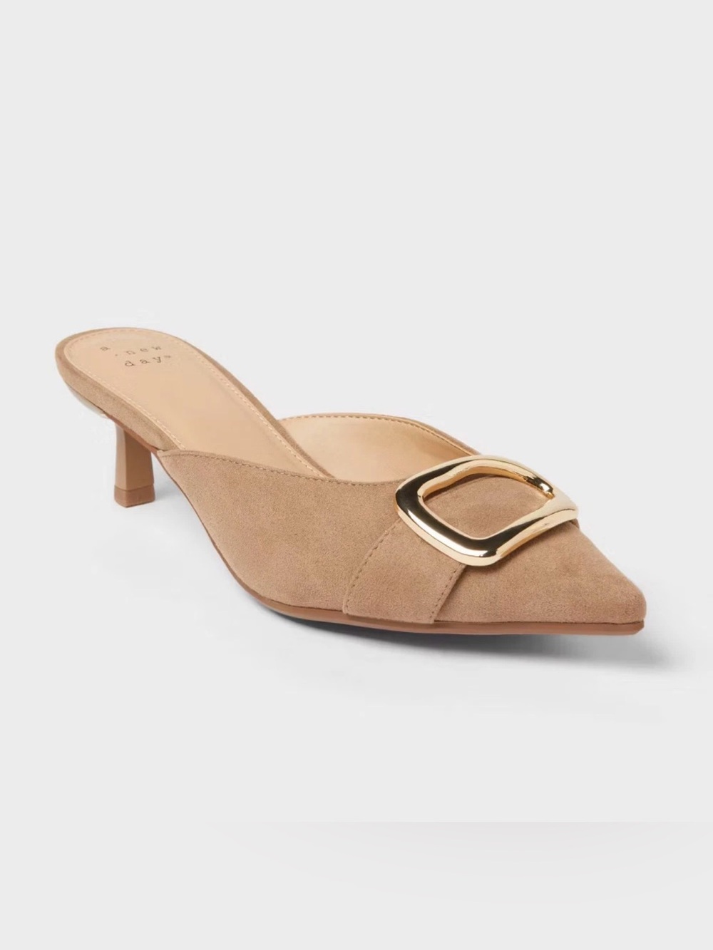 Women's Larissa Pointed Toe Mule Heels – A New Day Beige 6 - Picture 1 of 11